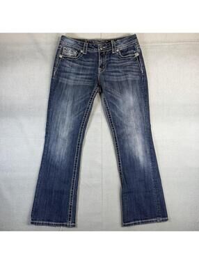 Miss Me Jeans Womens 29 Blue Embellished Easy Boot Mid Rise Stretch Denim Y2K